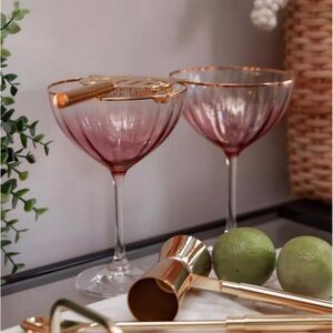 Set of 2 Anthropologie NWT Waterfall Coupe Glasses